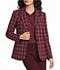 Investments Tawny Port Plaid Long Sleeve Button Front Blazer - Image 1