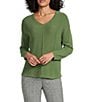 Investments Textured 3/4 Sleeve V-Neck Sweater - Image 5