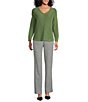 Investments Textured 3/4 Sleeve V-Neck Sweater - Image 3