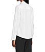 Investments White Woven Long Sleeve Point Collar Button Front Top, Color:White - Image 4