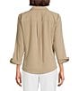 Investments Woven 3/4 Sleeve Point Collar Button Front Split Cuff Top, Color:Cornstalk Tan - Image 2