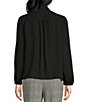 Color:Black - Image 2 - Woven Long Sleeve V-Neck Removable Tie Detail Top