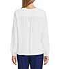 Color:White - Image 2 - Woven Long Sleeve V-Neck Removable Tie Detail Top