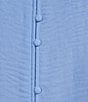 Color:Della Blue - Image 4 - Woven V-Neck Tie 3/4 Sleeve Faux Button Top