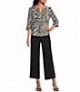 Investments Zebra Print 3/4 Sleeve Split V-Neck Button Shirt - Image 3