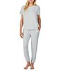 iRelax Brushed Sweater Jersey Short Sleeve Crew Neck Lounge Set - Image 1