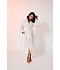 iRelax Long Sleeve Shawl Collar Plush Velour Animal Print Long Robe, Color:White/Animal - Image 5