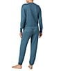 iRelax Solid Knit Crew Neck Long Jogger Pant Coordinating Lounge Set, Color:Heather Blue - Image 2