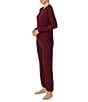 iRelax Solid Knit Crew Neck Long Jogger Pant Coordinating Lounge Set - Image 6