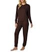iRelax Solid Knit Crew Neck Long Jogger Pant Coordinating Lounge Set - Image 3
