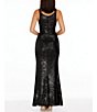 Color:Black - Image 2 - Iris Sequin Plunging V-Neck High Slit Sheath Dress