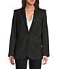IRO Allan Woven Wool Blend Point Lapel Long Sleeve One-Button Blazer, Color:Black - Image 2