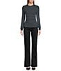 IRO Carole Knit Crew Neck Long Sleeve Ruched Top, Color:Anthracite - Image 3
