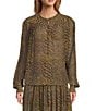 IRO Coordinating Leopard Print Round Neck Long Sleeve Button Front Blouse, Color:Multico Leopard Ocre - Image 1