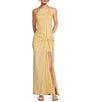 IRO Halter Neck Sleeveless Tie Front Maxi Dress, Color:Light Yellow - Image 1