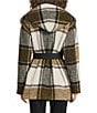 IRO Janiel Wool Alpaca Blend Plaid Shawl Collar Long Sleeve Wrap Jacket, Color:Ecru/Khaki/Gold - Image 4