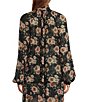 IRO Lazula Coordinating Floral High Tie Neck Long Sleeve Blouse, Color:Black Roses - Image 2