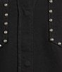IRO Thomas Denim Point Collar Long Sleeve Studded Jacket, Color:Black - Image 5