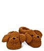 Color:Brown - Image 1 - Girls' Fluffy Dog Furry Slippers (Youth)