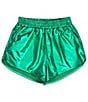 Color:Green Metallic - Image 1 - Little/Big Girls 6-14 Metallic Pull-On Shorts