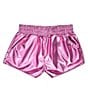 Color:Pink Metallic - Image 2 - Little/Big Girls 6-14 Metallic Pull-On Shorts