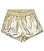 Color:Gold Metallic - Image 1 - Little/Big Girls 6-14 Metallic Pull-On Shorts