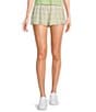 Color:Flowerly Plaid - Image 1 - Flowery Plaid Print High Rise Smocked Shorts