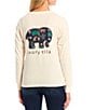 Color:Antique White - Image 1 - Ivory Long Sleeve Brown Bear Graphic T-Shirt