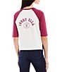 Color:Beaujolais/White - Image 2 - Raglan-Sleeve Color Block Baseball T-Shirt
