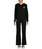 Color:Black - Image 3 - Relaxed Mid Rise Coordinating Knit Lounge Pants