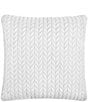 J. Queen New York J by J. Queen New York Cayman Herringbone Quilted Pattern 20#double; Square Decorative Throw Pillow, Color:White - Image 2