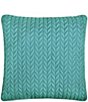 J. Queen New York J by J. Queen New York Cayman Herringbone Quilted Pattern 20#double; Square Decorative Throw Pillow, Color:Turquoise - Image 1