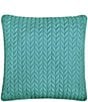 J. Queen New York J by J. Queen New York Cayman Herringbone Quilted Pattern 20#double; Square Decorative Throw Pillow, Color:Turquoise - Image 2