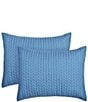 Color:Blue - Image 1 - J by J. Queen New York Cayman Herringbone Quilted Pattern Pillow Sham