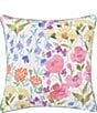Color:Turquoise/Multi - Image 1 - J. By J. Queen New York Jules 18 inch Wildflower Print Square Quilted Decorative Throw Pillow