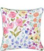 Color:Turquoise/Multi - Image 2 - J. By J. Queen New York Jules 18 inch Wildflower Print Square Quilted Decorative Throw Pillow