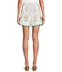 J.Marie Coordinating Tessie Floral Embroidered Flat Front Shorts, Color:White - Image 2