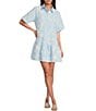J.Marie Jill Embroidered Collared Button Up Puff Sleeve Dress - Image 1