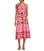 J.Marie Landon Embroidery Square Neck Sleeveless Midi A-Line Dress, Color:Pink - Image 1