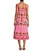J.Marie Landon Embroidery Square Neck Sleeveless Midi A-Line Dress, Color:Pink - Image 2