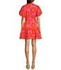 J.Marie Mara Puff Sleeve Belted Button Up A-Line Dress, Color:Pink - Image 2