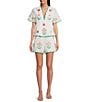 J.Marie Tessie V-Neck Short Sleeve Floral Embroidered Peplum Scalloped Trim Coordinating Top, Color:White - Image 3