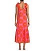 J.Marie V-Neck Sleeveless Embroidered Ric Rac Trim Midi Shift Dress, Color:Pink - Image 2