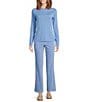 J.McLaughlin Lenni Stretch Velvet Kick Flare Pull-On Pants, Color:Ash Blue - Image 3