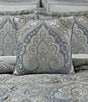 Color:Spa - Image 3 - Allora Woven Damask Reversible Square Pillow