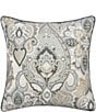 J. Queen New York Annabelle Elegant Woven Damask Reversible Square Decorative Pillow, Color:Spa - Image 1