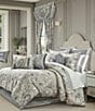 J. Queen New York Annabelle Embroidery Medallion Square Reversible Embellished Decorative Throw Pillow, Color:Silver - Image 4