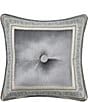 J. Queen New York Annabelle Tufted-Button Framed Reversible Square Decorative Throw Pillow, Color:Silver - Image 1