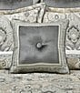 J. Queen New York Annabelle Tufted-Button Framed Reversible Square Decorative Throw Pillow, Color:Silver - Image 3