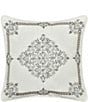 Color:Beige - Image 1 - Arbour Grove Embroidered Medallion Silhouette Square Pillow